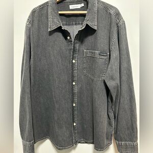 Calvin Klein Gray Wash Denim Jean Shirt Mens XXL